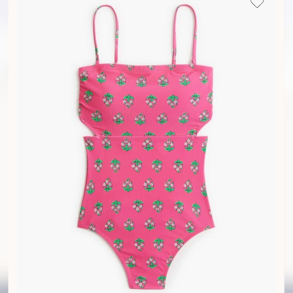 NWT J. Crew Printed cutout one piece fuschia size Large